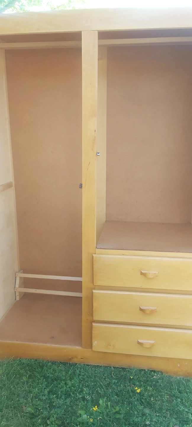 Vintage Wood Wardrobe with Drawers - photo 2