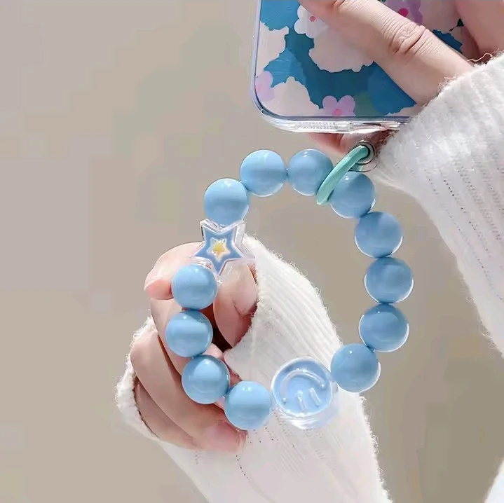 New!!! Light Blue Beaded Bracelet with Star and Smiley Charm - photo 3