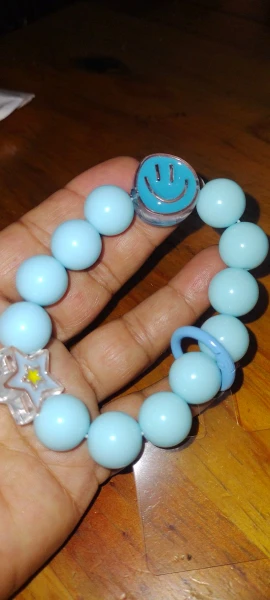 New!!! Light Blue Beaded Bracelet with Star and Smiley Charm - photo 5