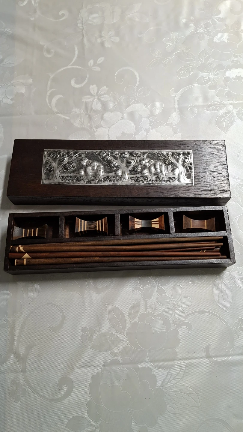 Wooden Chopstick Set with Decorative Carved Box - photo 3