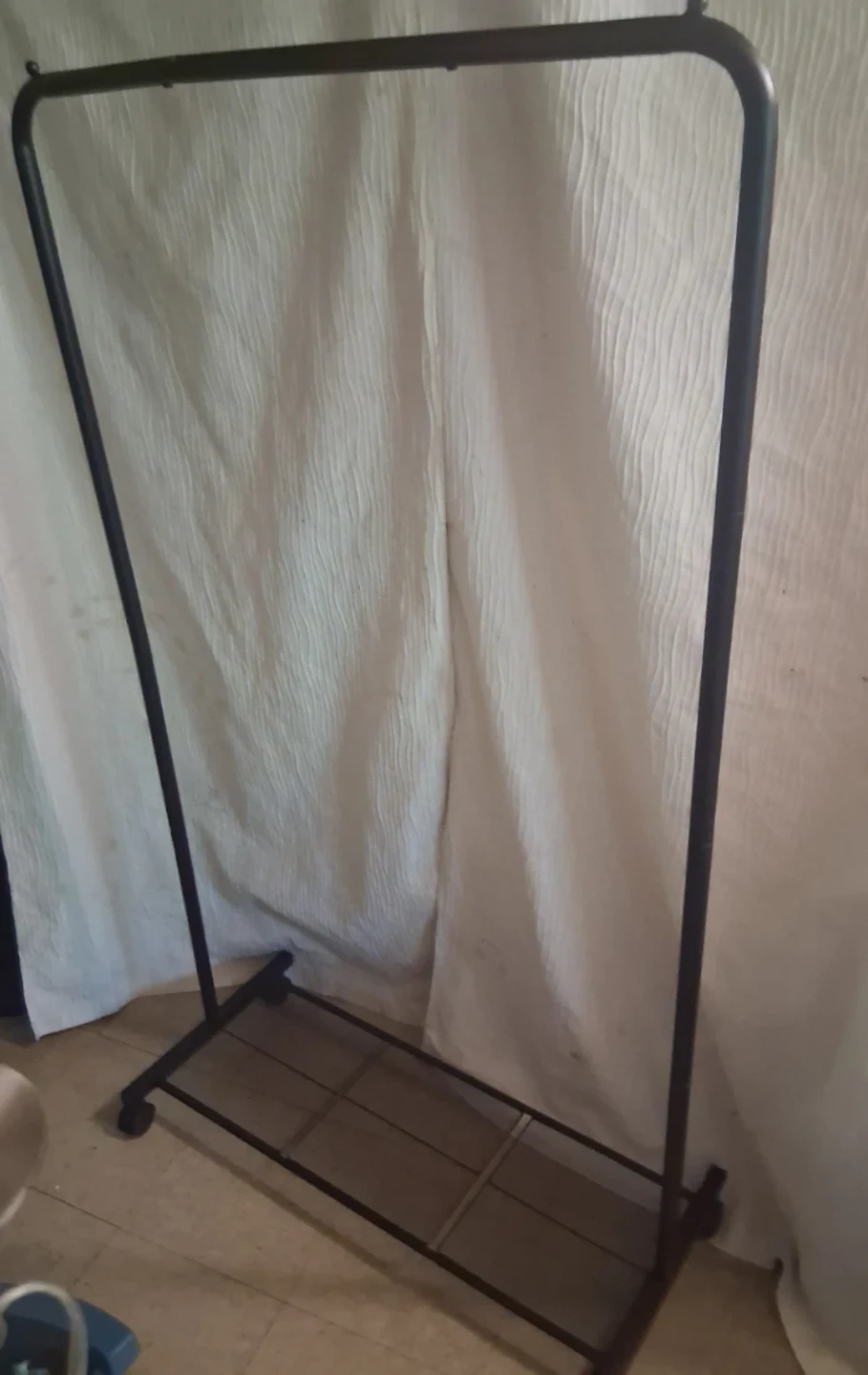 Black Metal Rolling Garment Rack with Shelf