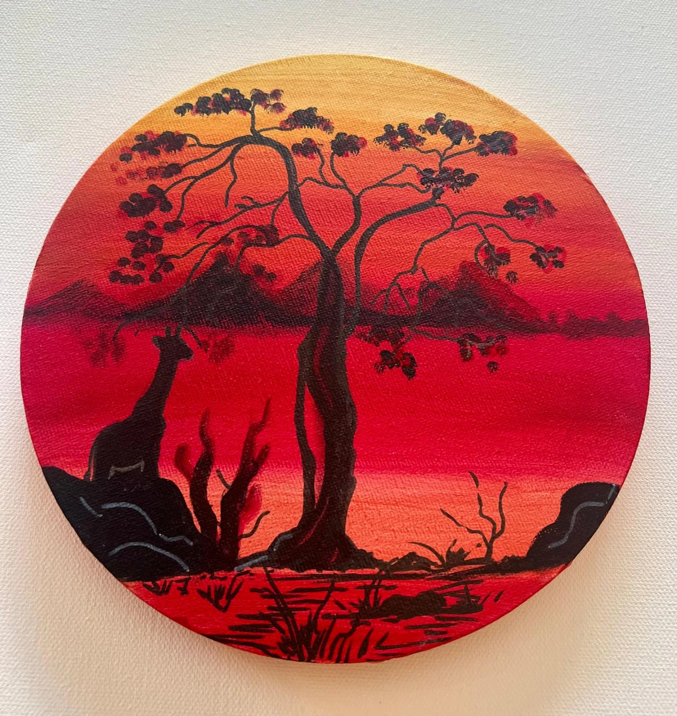 two hand drawn landscape paintings