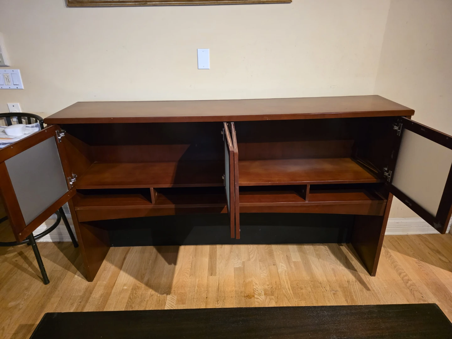 Dark Wood Hutch with Frosted Glass Doors - photo 2