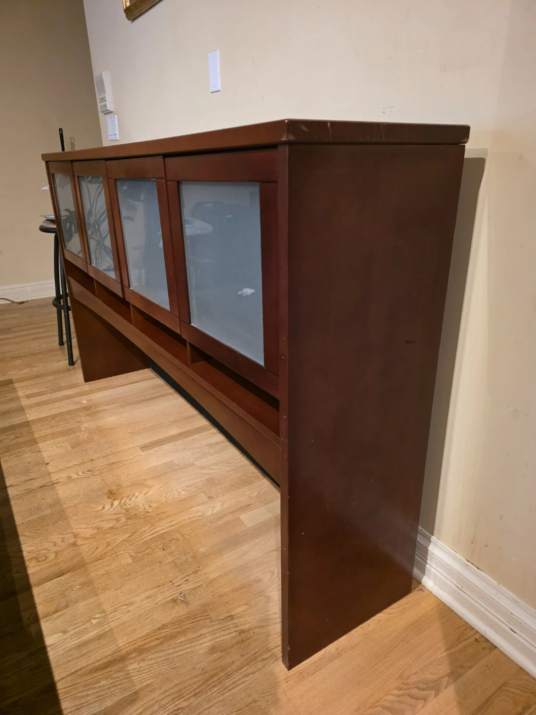 Dark Wood Hutch with Frosted Glass Doors - photo 3