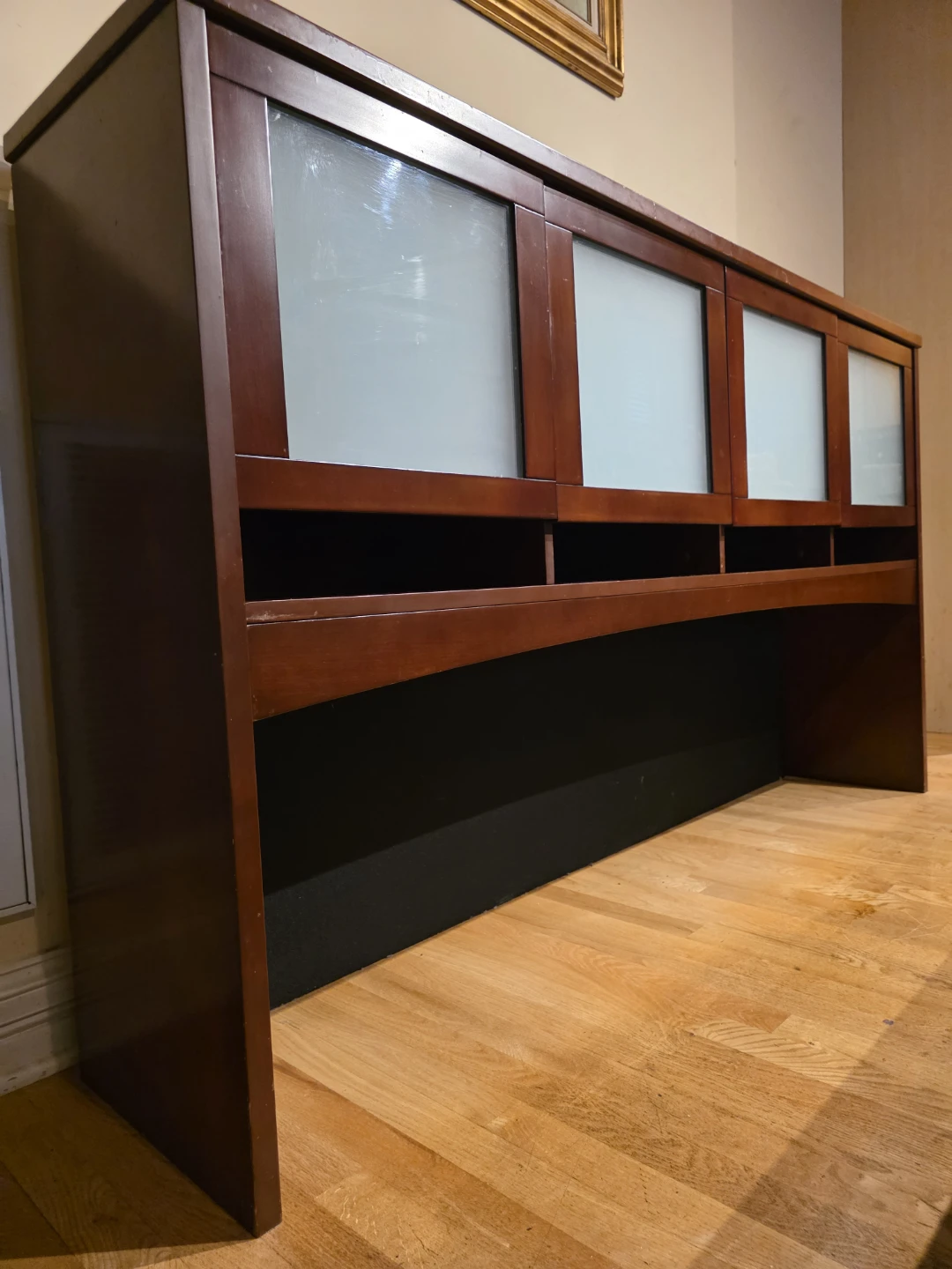 Dark Wood Hutch with Frosted Glass Doors - photo 5