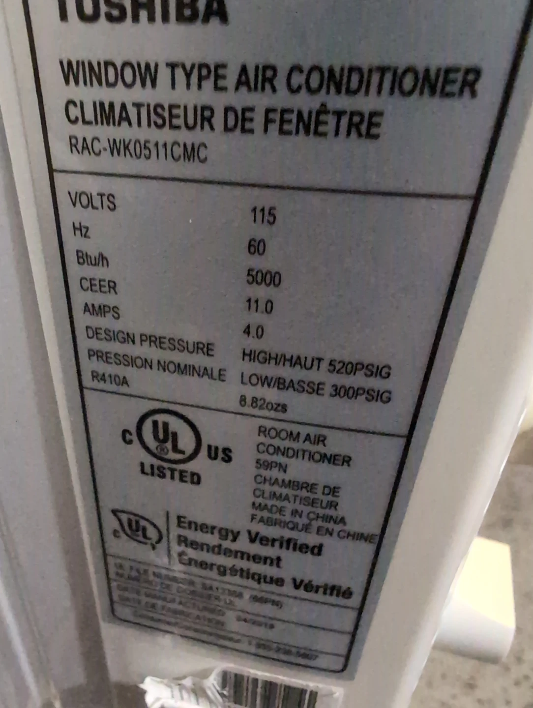 Toshiba Window Type Air Conditioner RAC-WK0511CMC - photo 2