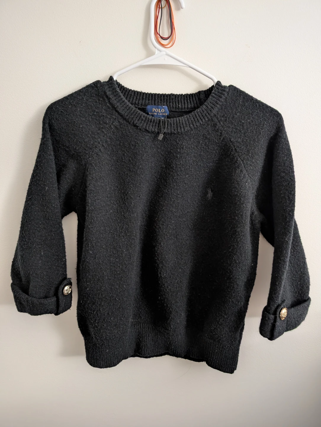Polo Ralph Lauren Black Sweater Heavily Piled Well Worn ptp 20"