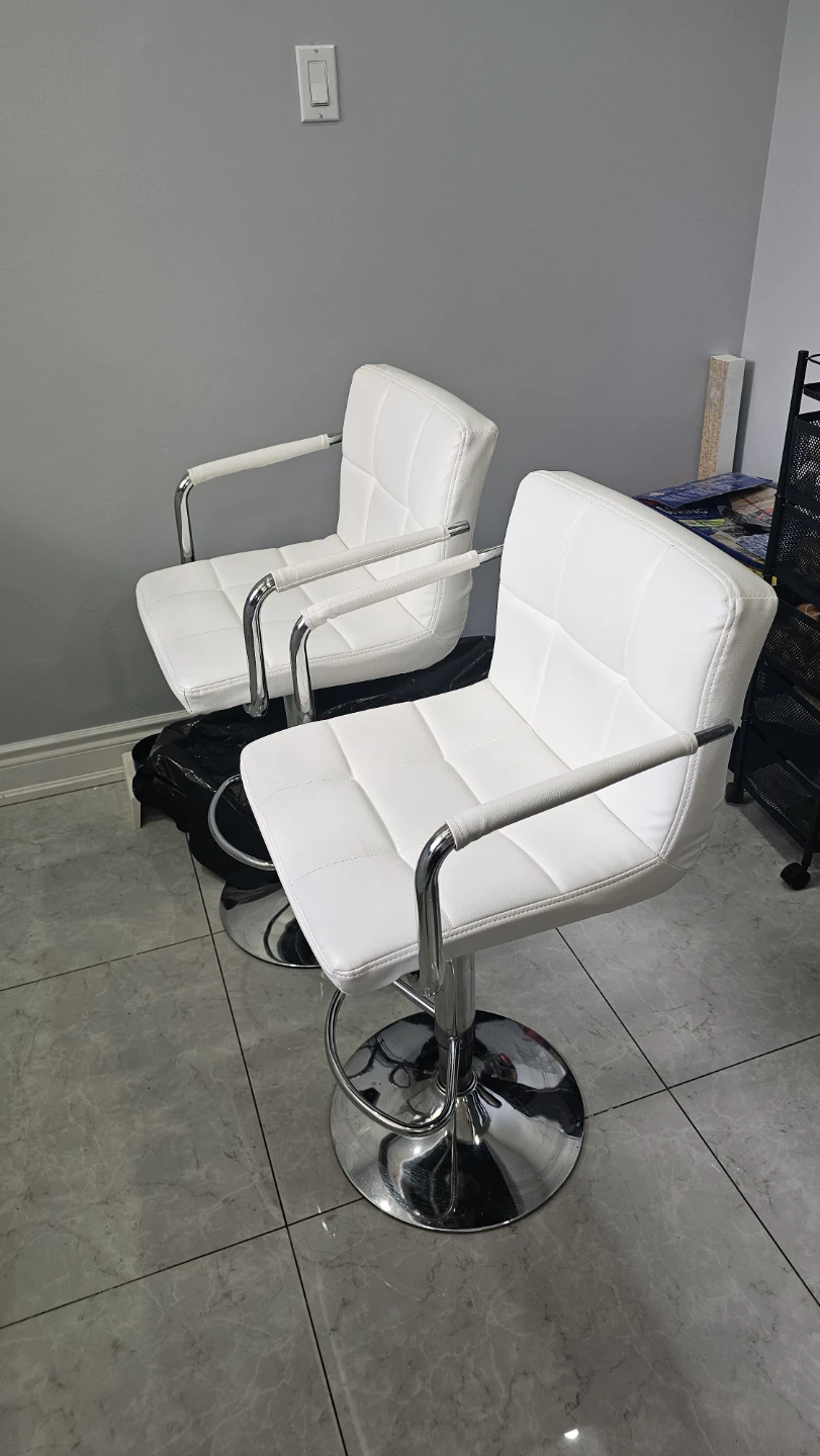 White Adjustable Bar Stools