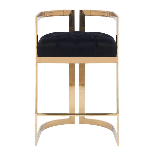Black Velvet and Gold Bar Stool