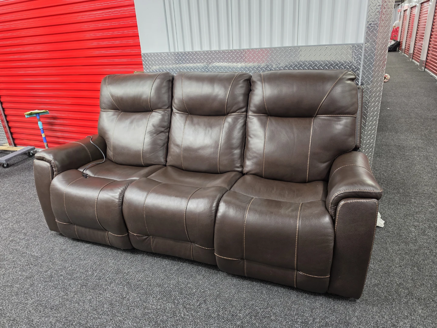 Brown Leather Reclining Sofa