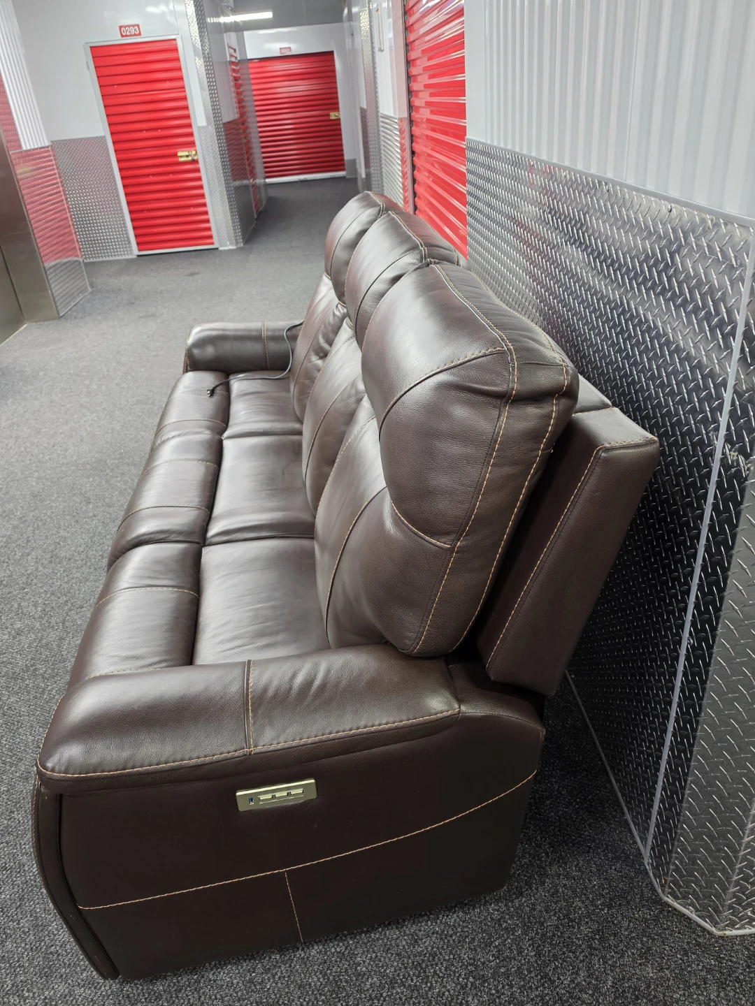 Brown Leather Reclining Sofa - photo 2