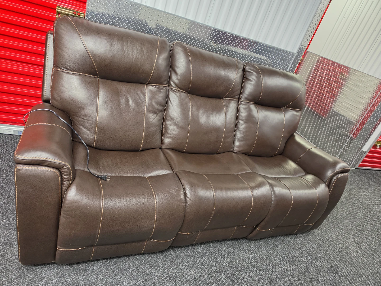 Brown Leather Reclining Sofa - photo 4