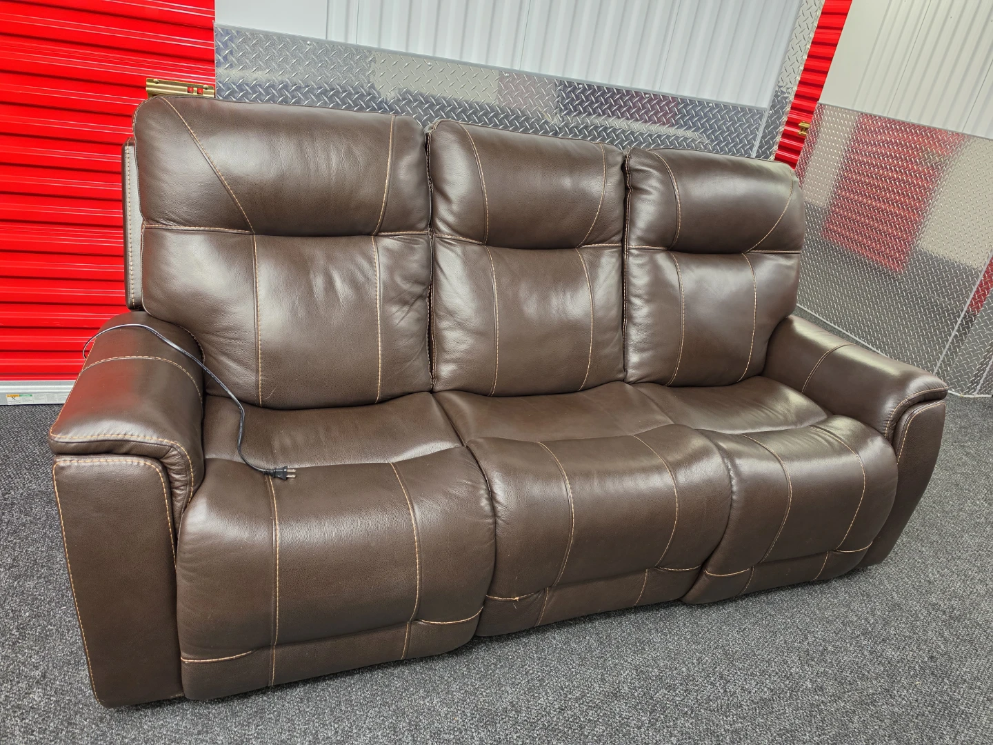 Brown Leather Reclining Sofa - photo 5