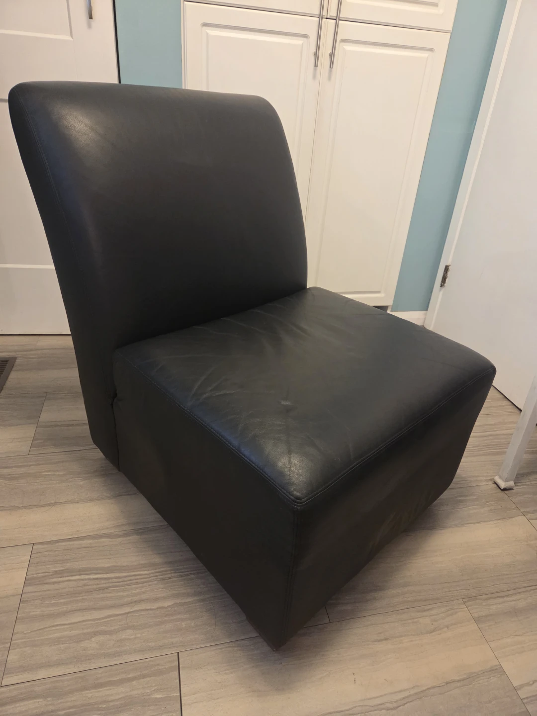 Dark Grey Leather Accent Chair