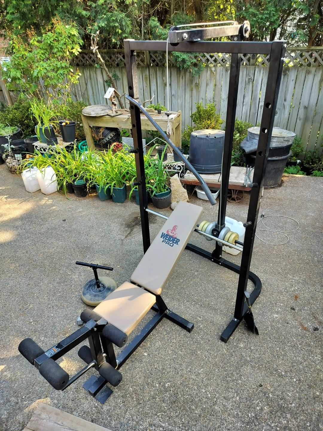 Weider Pro Weight Bench with Rack and Weights - photo 2