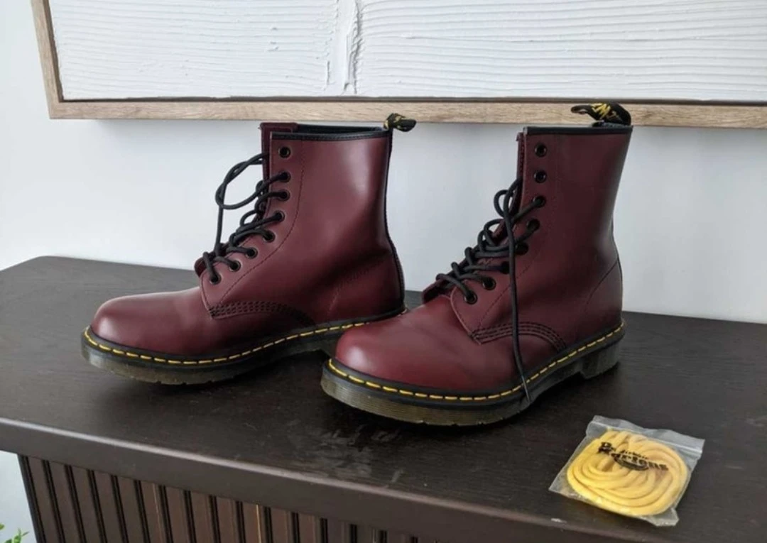 Dr. Martens 1460 8-Eye Boots in Cherry Red Smooth Leather - photo 3
