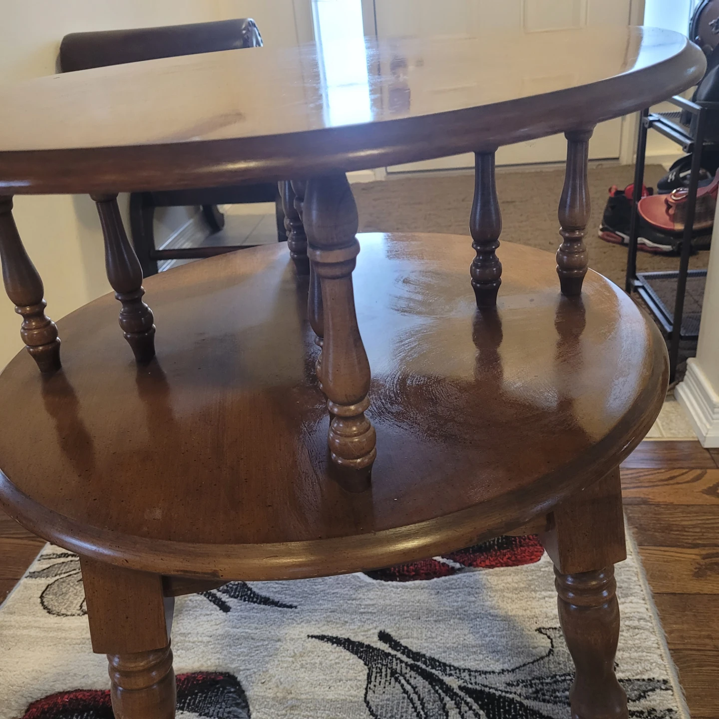 Wooden two-tier end table