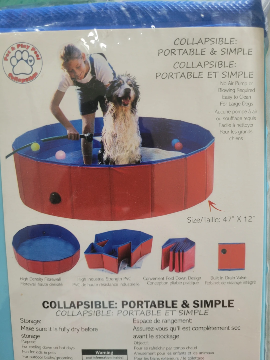 Collapsible Pool 47" x 12" kids & pets