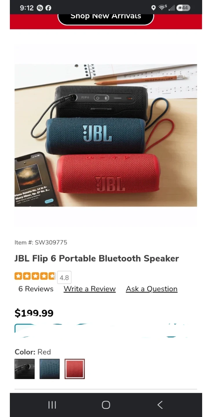 JBL Flip 6 Portable Waterproof Bluetooth Speaker - Black