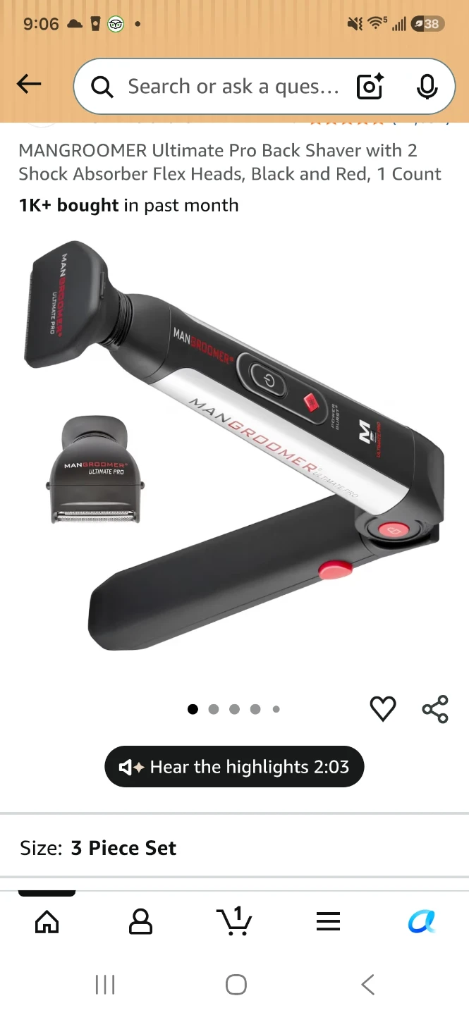 MANGROOMER Ultimate Pro Back Shaver - 3 Piece Set