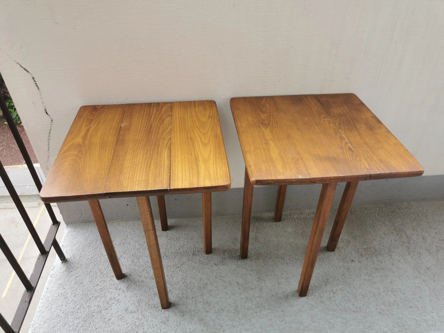 Pair of Vintage Folding Wooden Side Tables - photo 3
