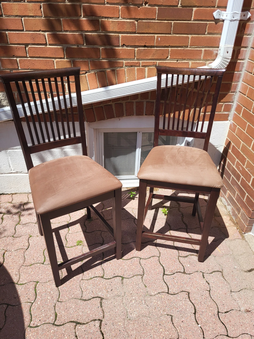Set of 2 Dark Wood Counter Height Stools