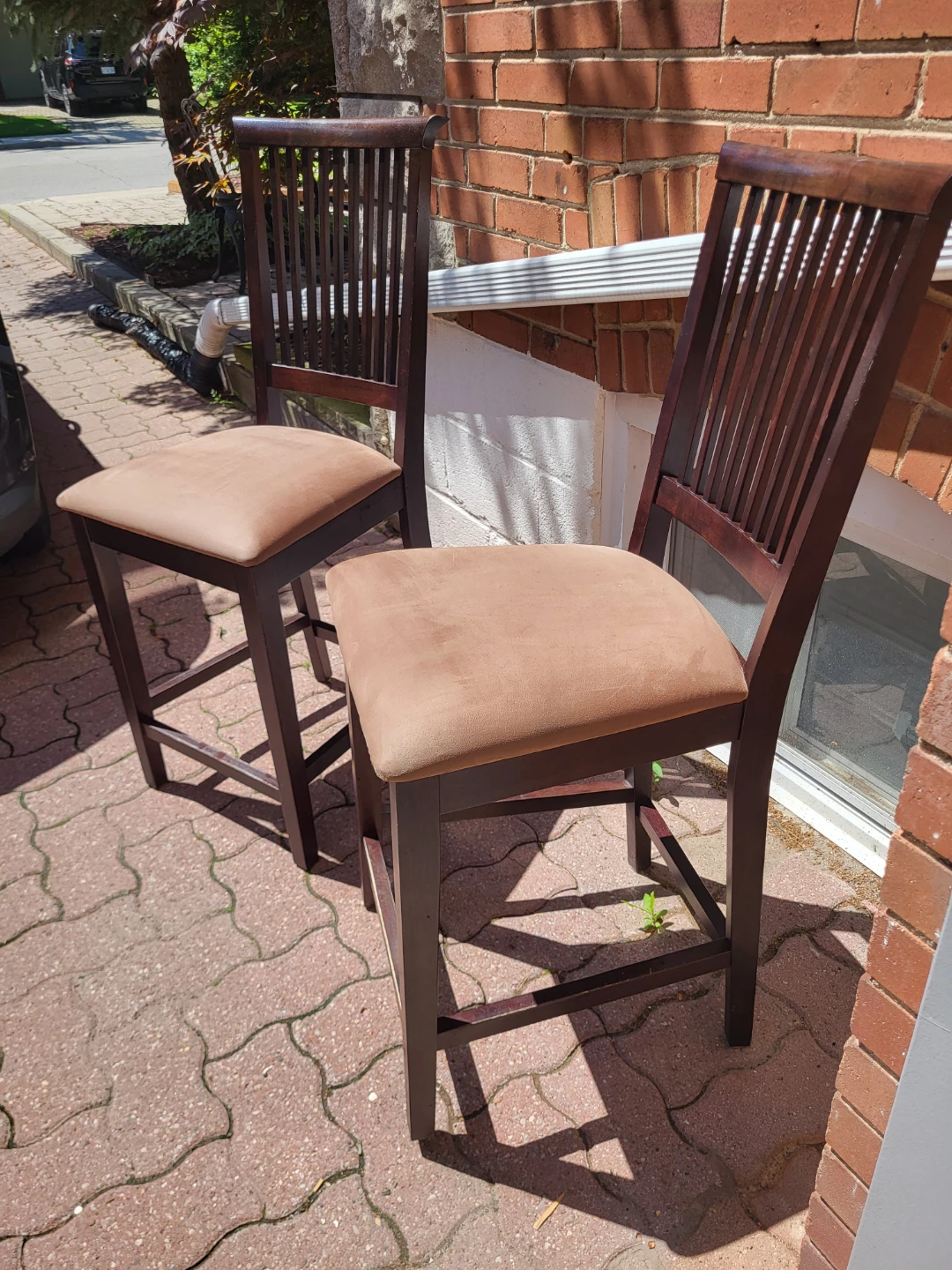 Set of 2 Dark Wood Counter Height Stools - photo 2