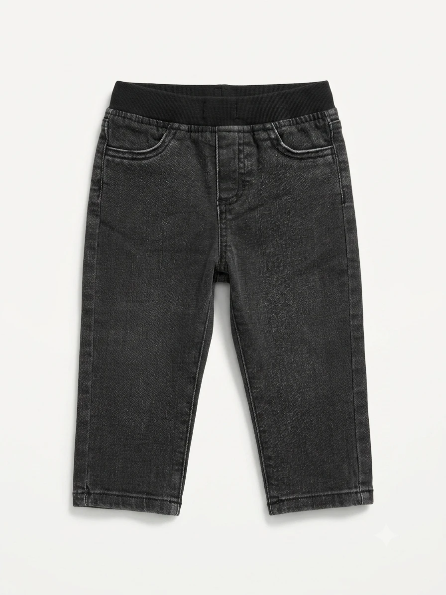 Elastic Waist Black Jeans Size