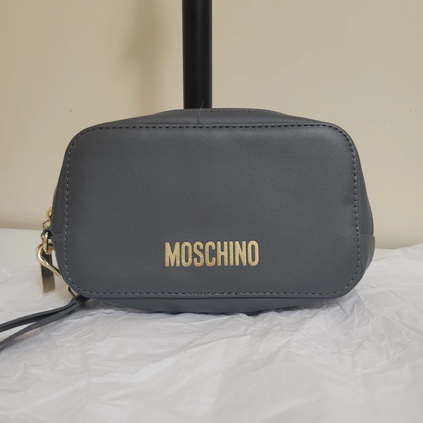 Moschino Grey Pouch with Gold Logo - photo 2