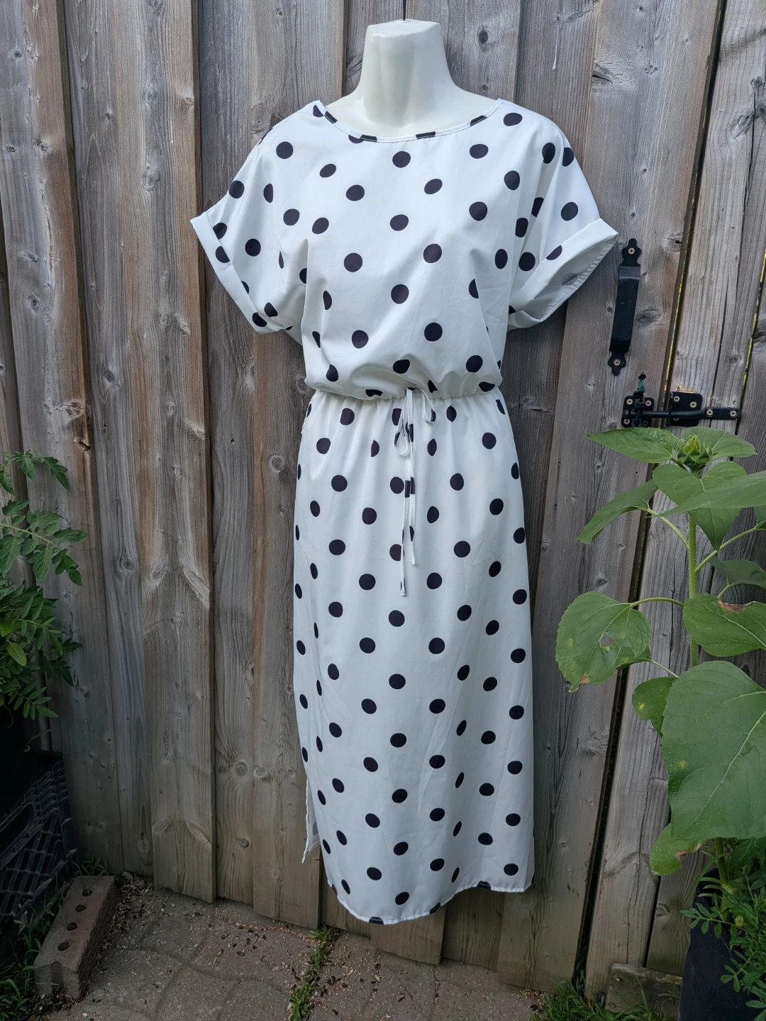White Polka Dot Midi Dress