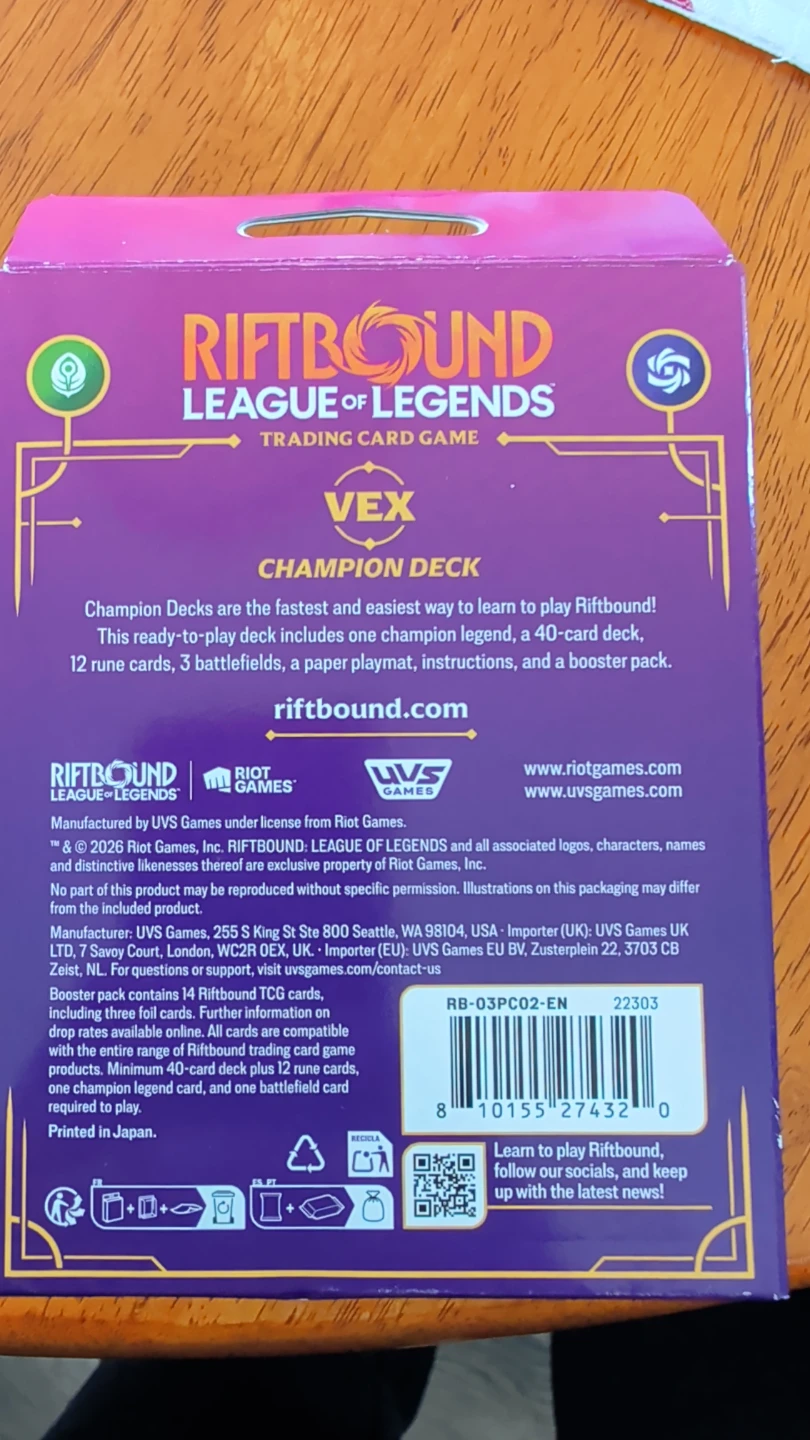League of Legends Riftbound Vex Champion Deck Trading Card Game - photo 2