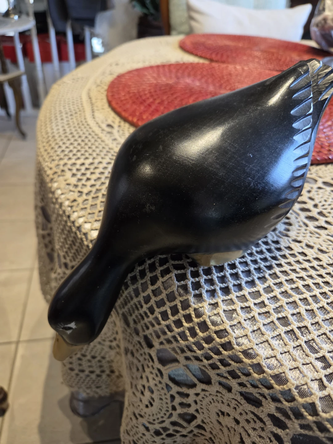 Black Wooden Duck Figurine