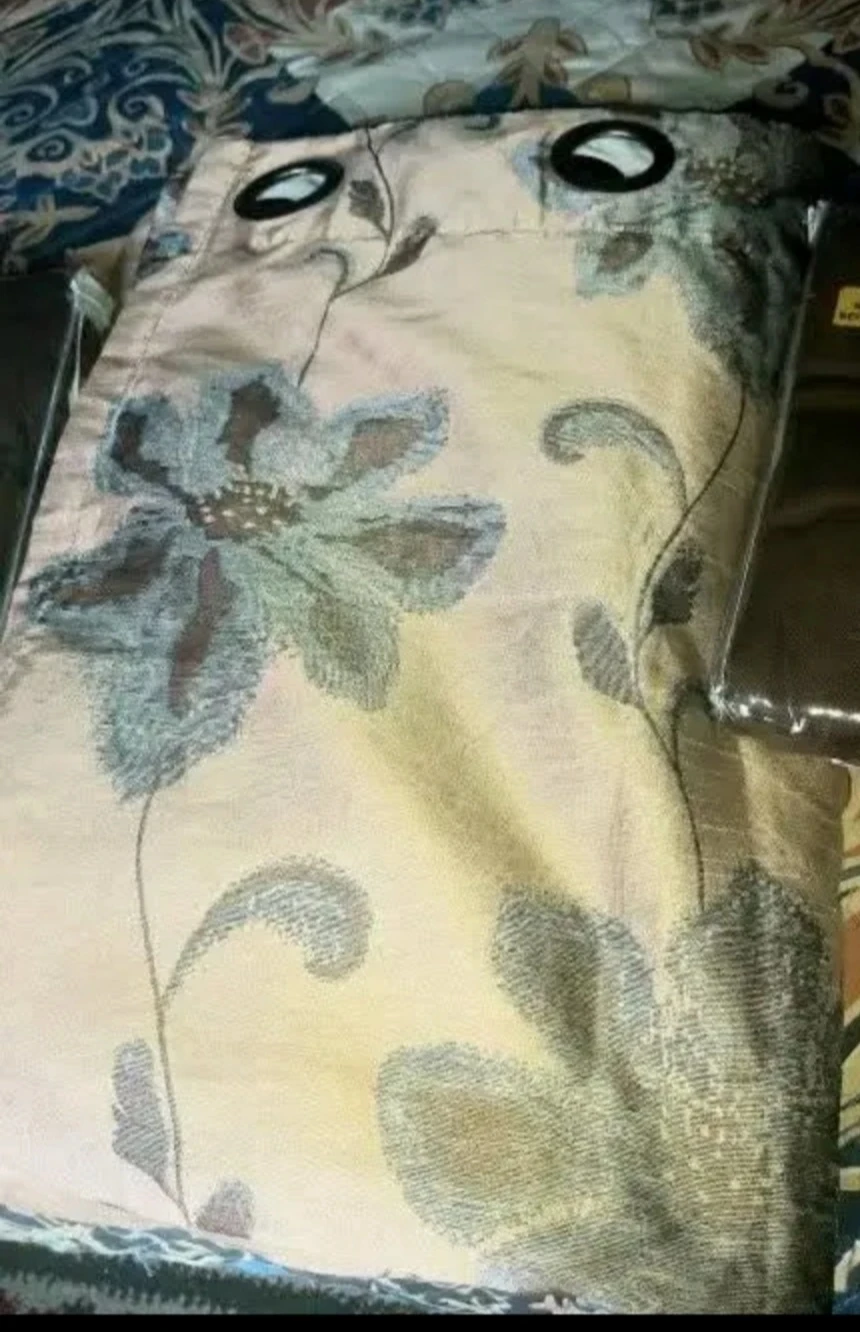 Floral Print Curtain Panel with Grommets