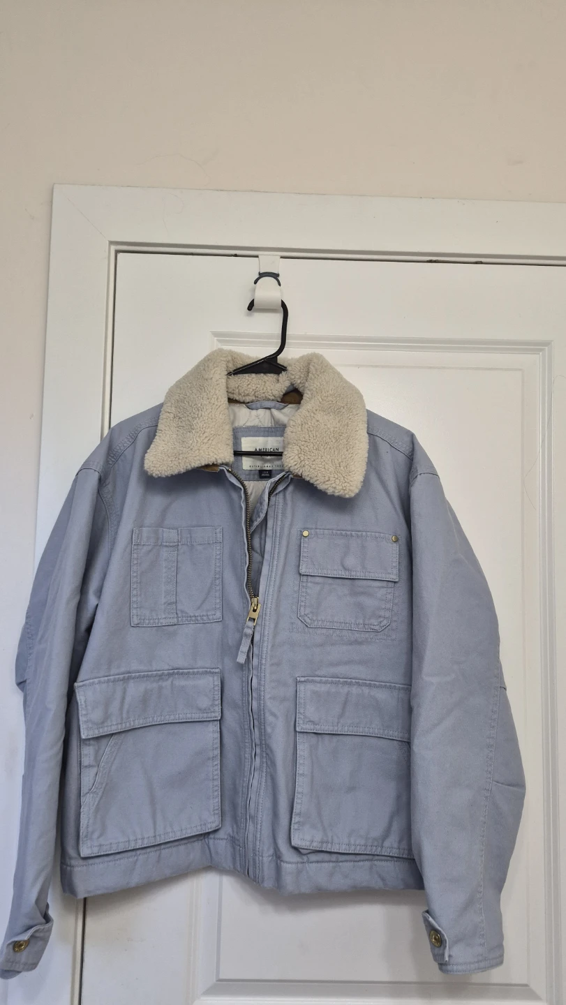American Eagle Sherpa Collar Jacket - Light Blue - L/G