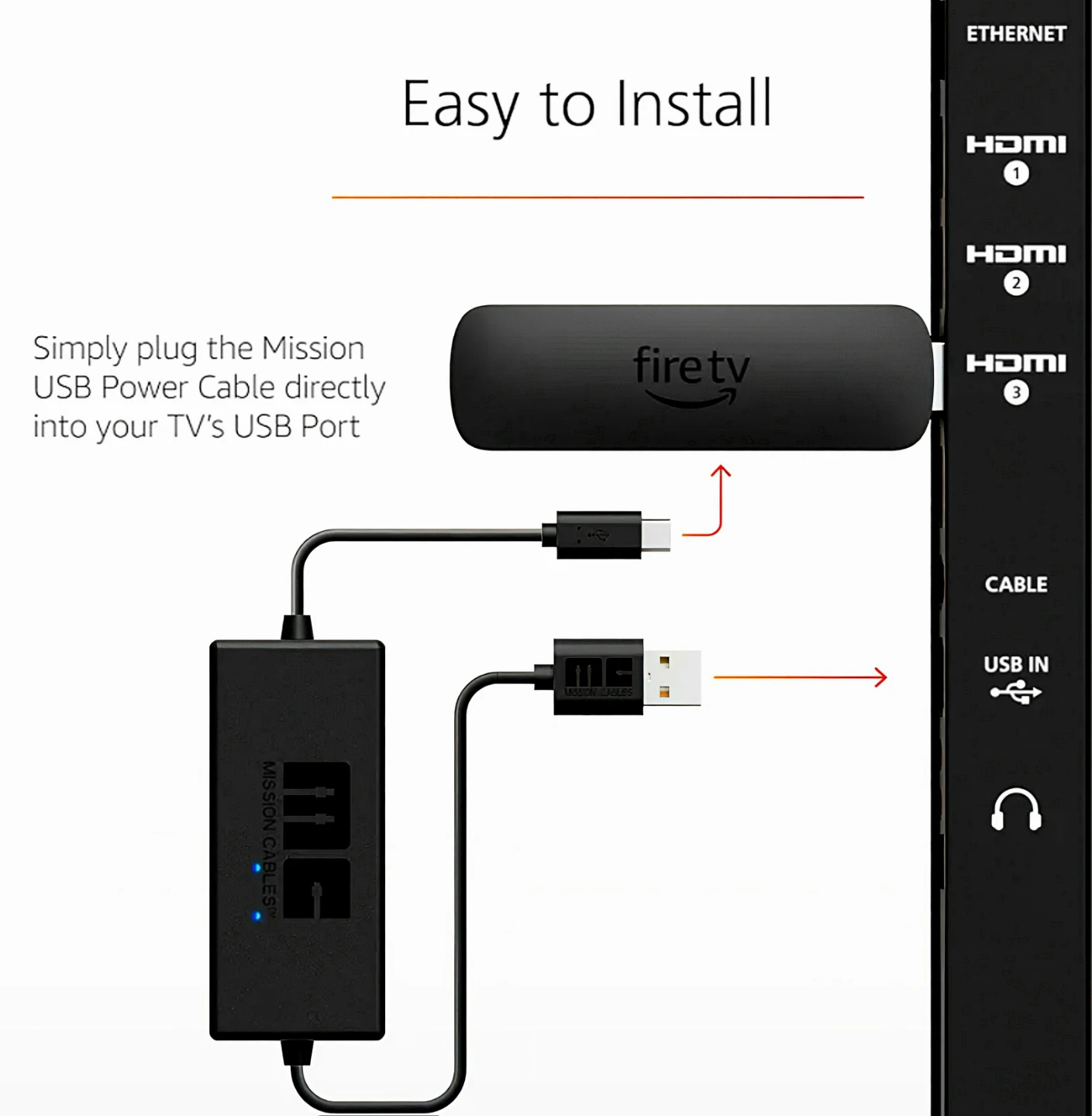 'Mission' USB Power Cable for Firestick - BNIB! - photo 3