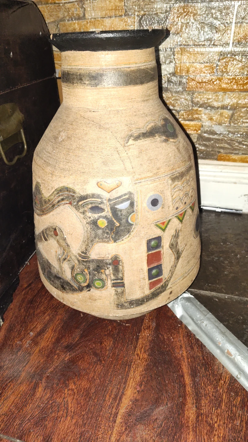 Decorative terracotta large Vase with Abstract Art - photo 4