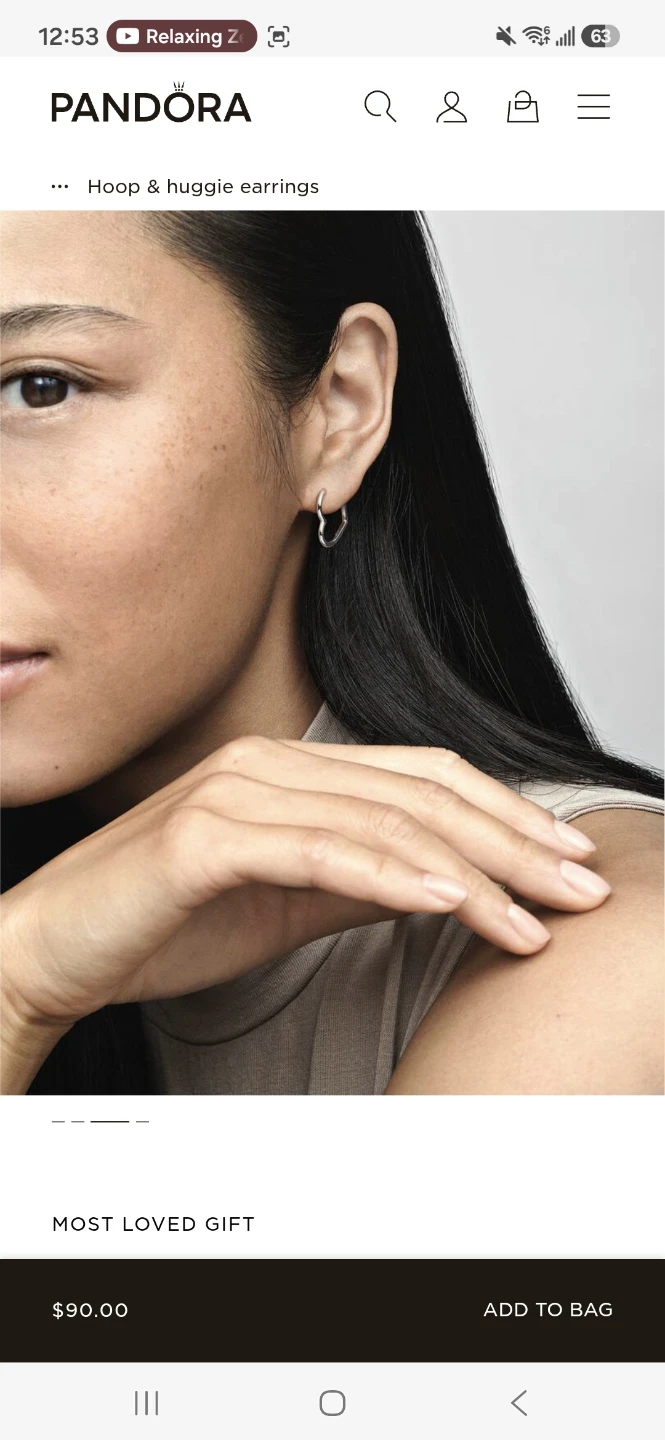 Pandora Asymmetrical Heart Hoop Earrings Sterling Silver
