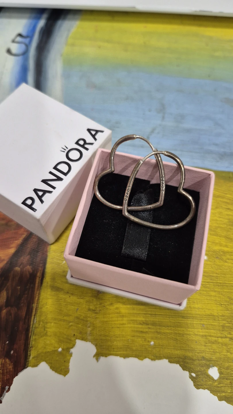 Pandora Asymmetrical Heart Hoop Earrings Sterling Silver - photo 4