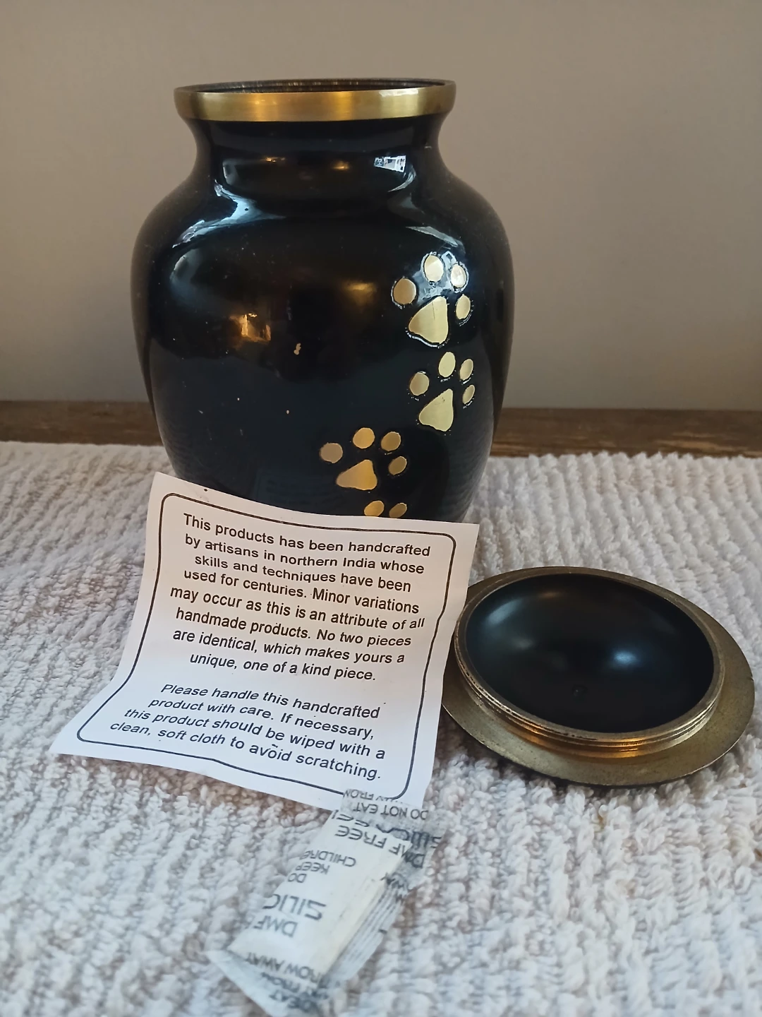 Black Pet Urn with Paw Prints - photo 2
