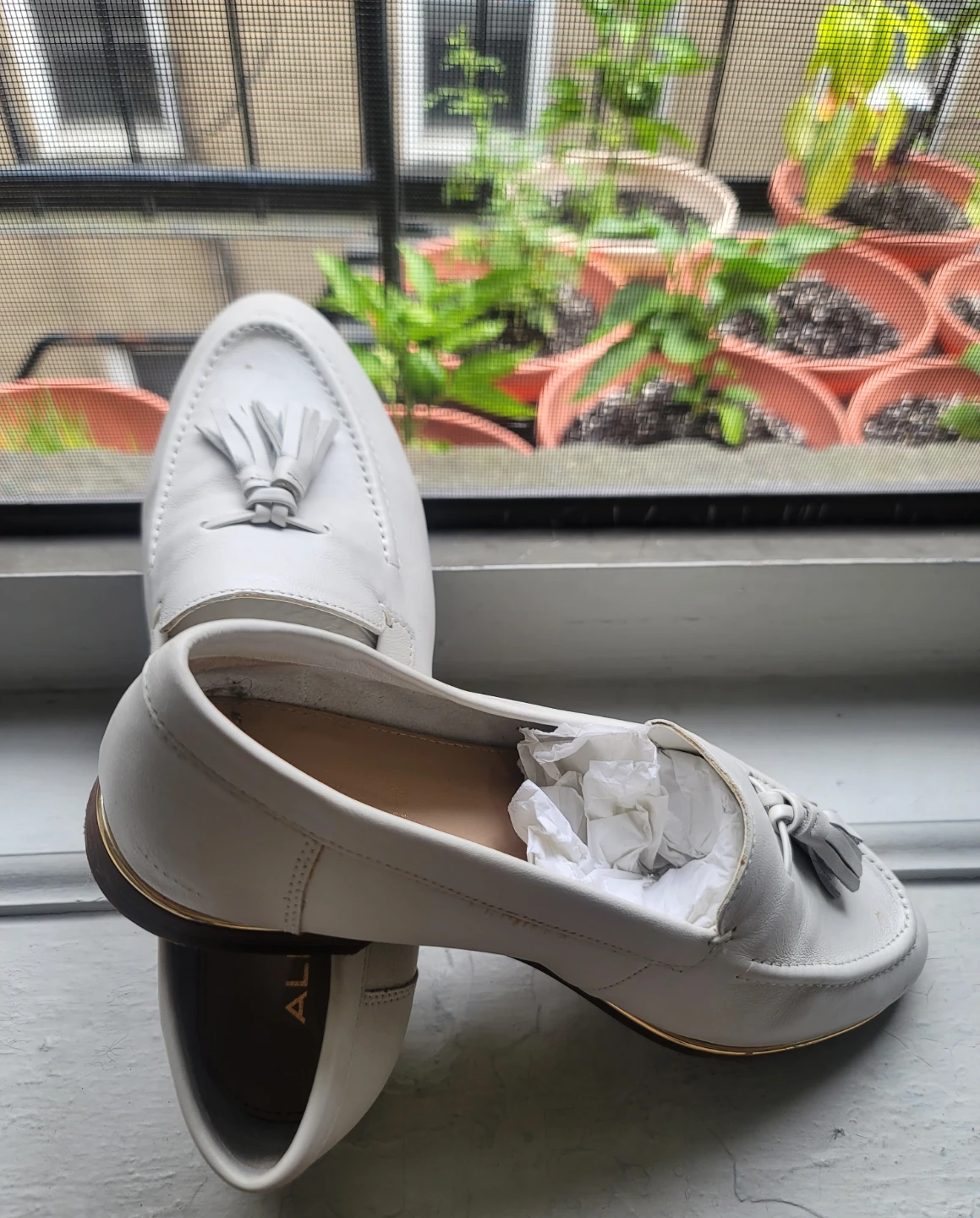 White Leather Loafers with Tassels - photo 2