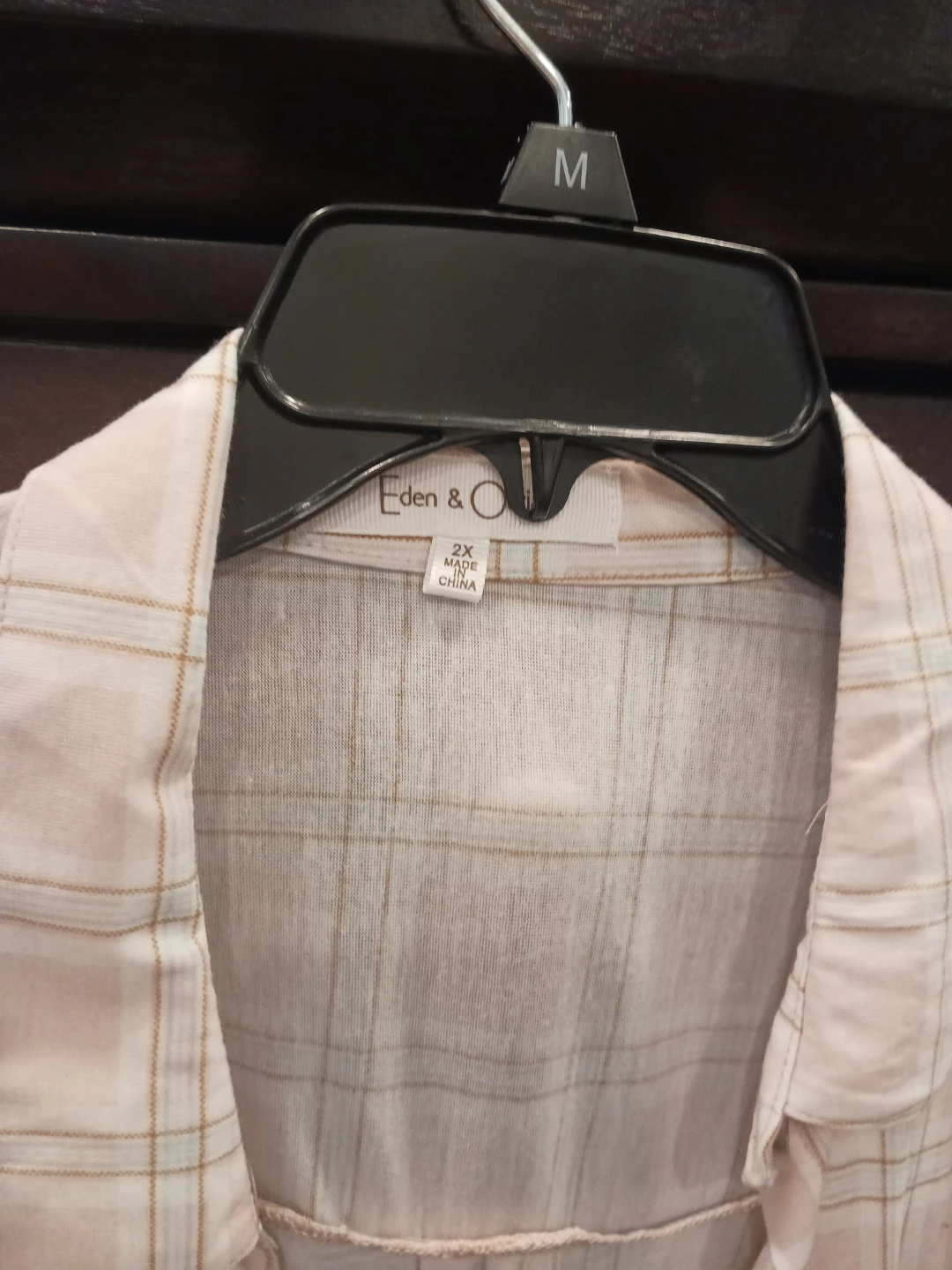 Eden & Eve Plaid Button-Up Shirt - Pink/Gold - Size 2X - photo 2
