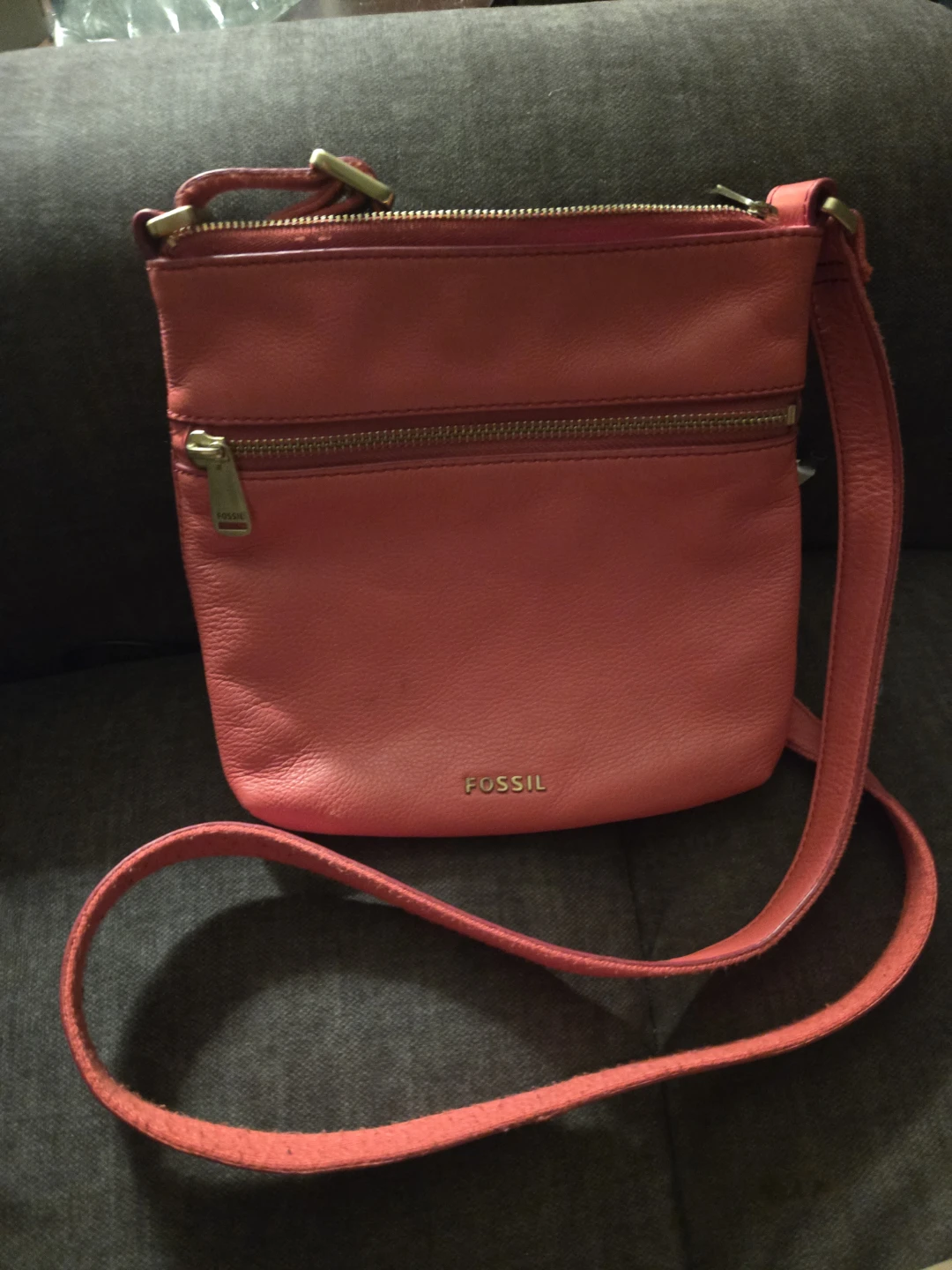 Fossil Pink Leather Crossbody Bag