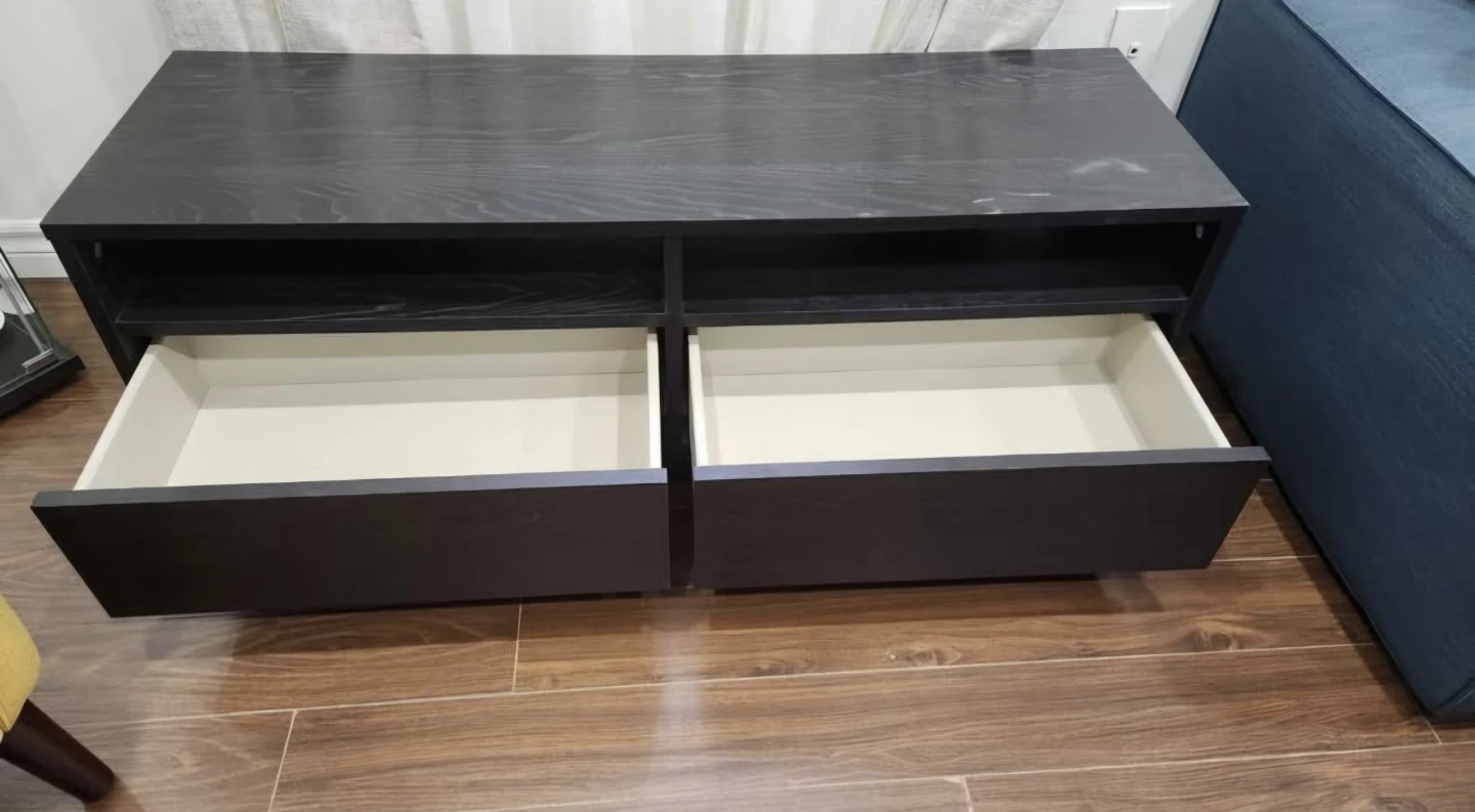 Dark Wood TV Stand with Drawers