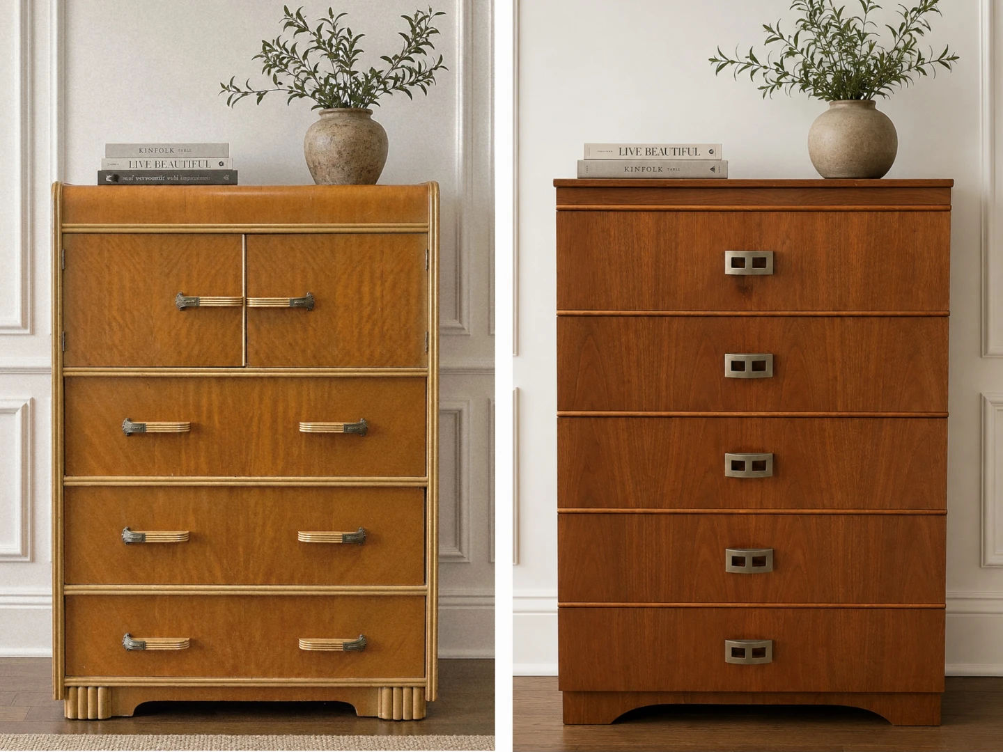 Vintage Solid Wood Tallboy Dressers