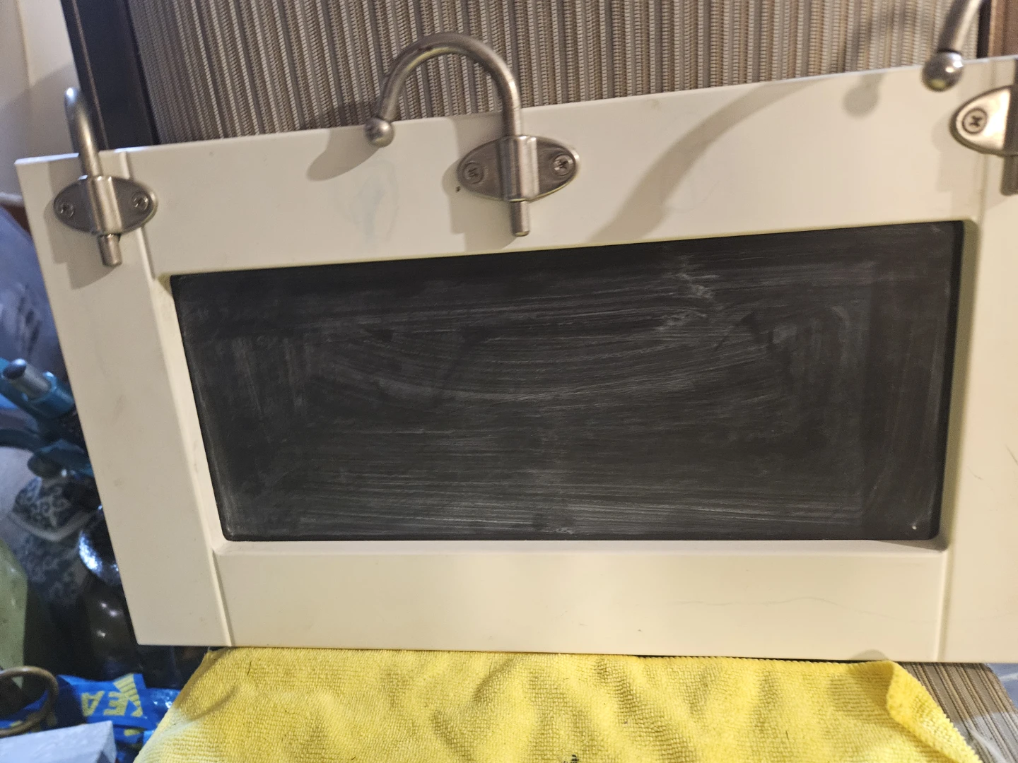 White Chalkboard Wall Organizer with Hooks - photo 4