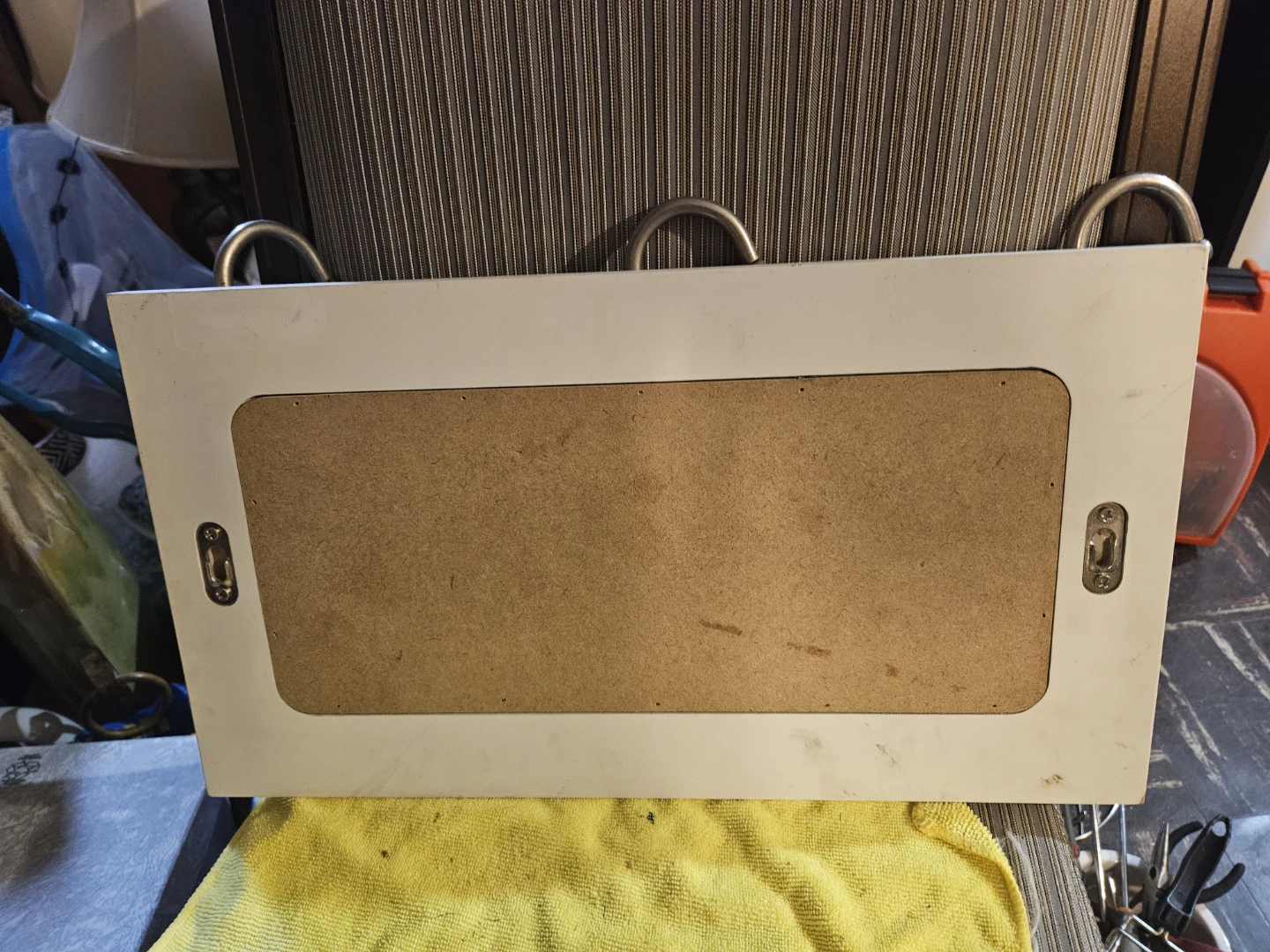 White Chalkboard Wall Organizer with Hooks - photo 5