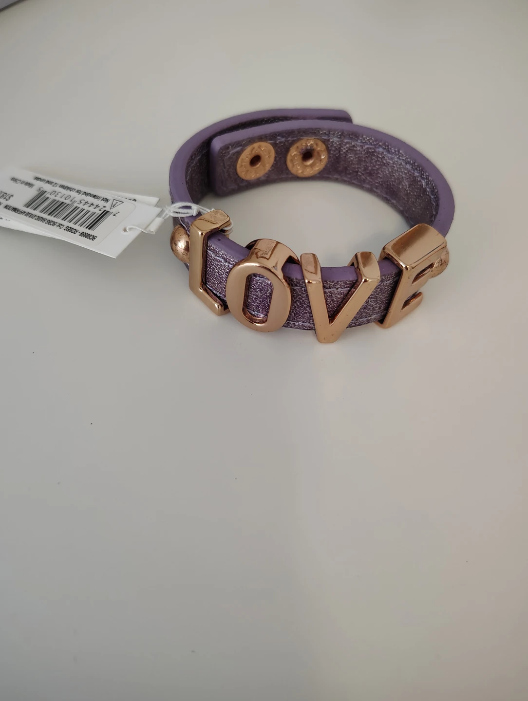 Lavender Leather LOVE Bracelet with Rose Gold Accents