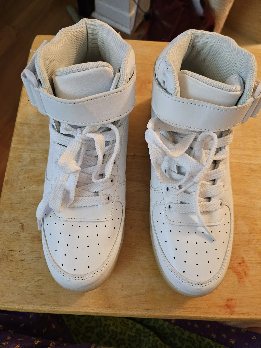 White High-Top Sneakers with LED  Lights