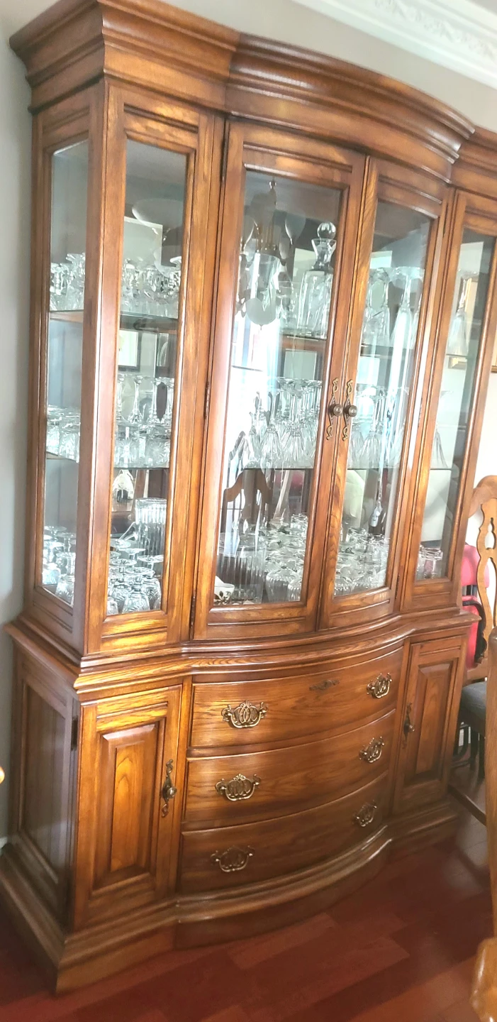 Wooden Dining Table with Chairs and China Cabinet - photo 3