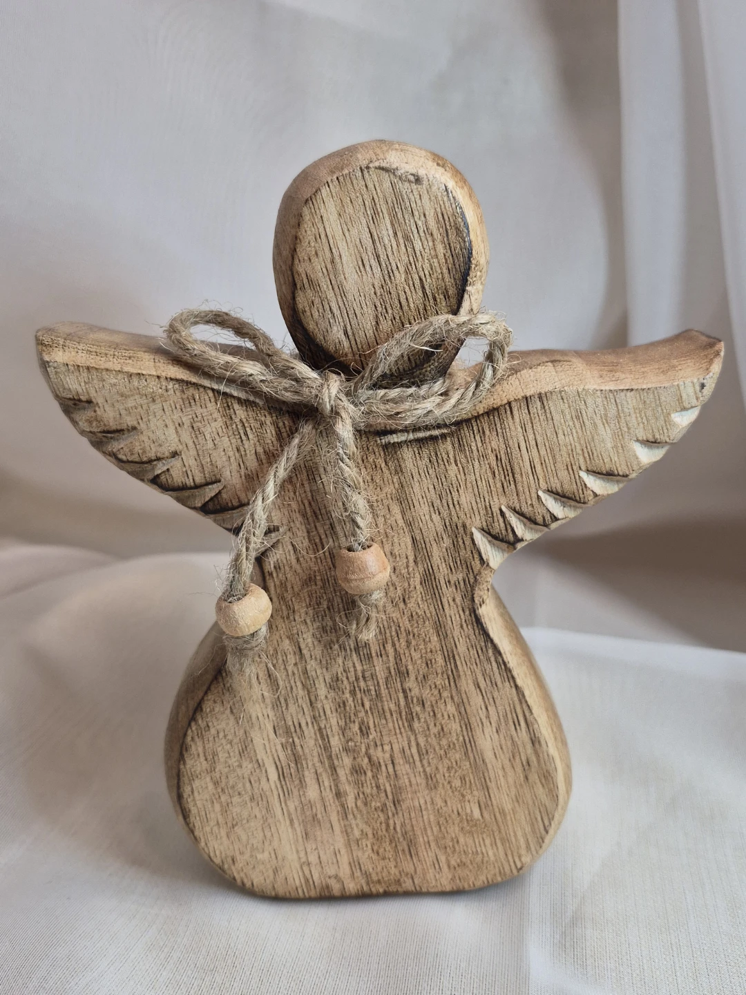 Beautiful 6 1/2" Hand-Carved  Solid Wooden Angel Decor